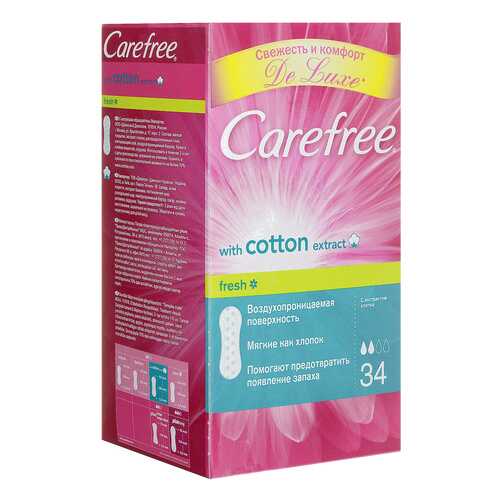 Прокладки CAREFREE Cotton Fresh С экстрактом хлопка 34 шт в Подруга