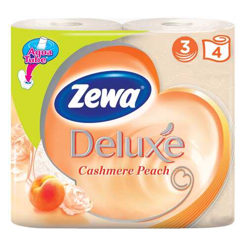 Туалетная бумага Zewa Deluxe Персик, 3 слоя, 4 рулона в Подруга