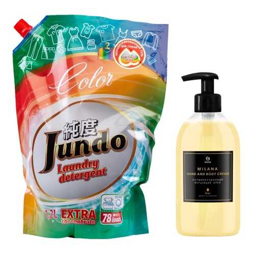 Гель для стирки цветного белья Jundo Color 1,2 л + Крем для рук Grass Milana Brut 300 мл в Подруга