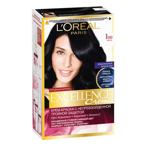 Краска для волос L'Oreal Paris Excellence Creme 1.00 Black 270 мл в Подруга
