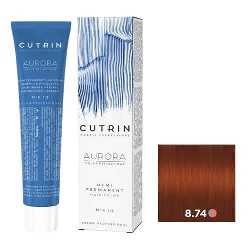 Крем-краситель AURORA DEMI PERMANENT для окрашивания волос CUTRIN 8.74 карамель 60 мл в Подруга