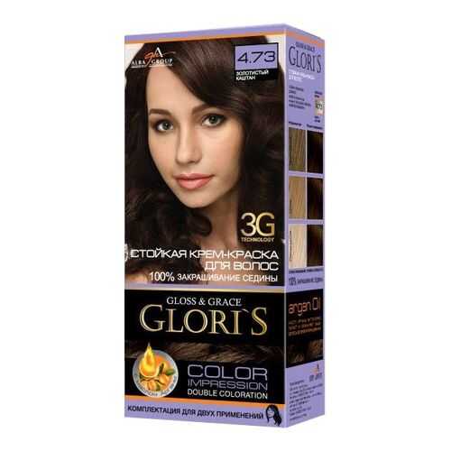 Стойкая крем-краска для волос Glori`s 4.73 золотистый каштан в Подруга